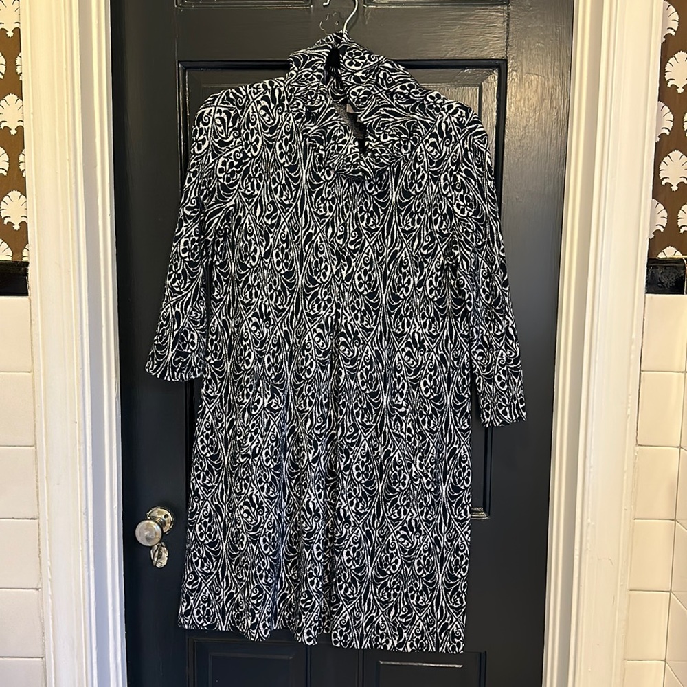 Tyler Boe XS navy, knit, brocade dress